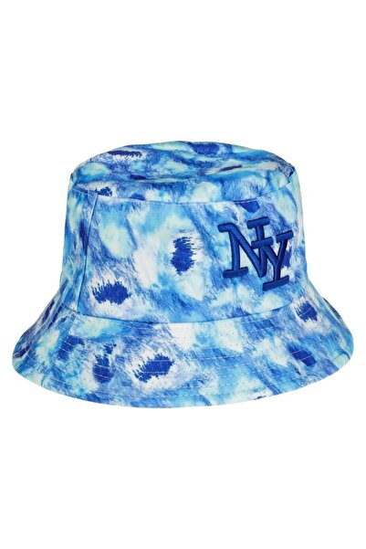 OEM Pălărie tip găleată Bleu Ciel cu imprimeu „NY” alb, tie-dye, pentru copii