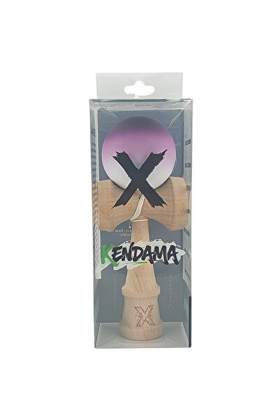 Toyska Kendama X din Lemn, Rubber Grip, 18 cm, Negru/Maro/Alb
