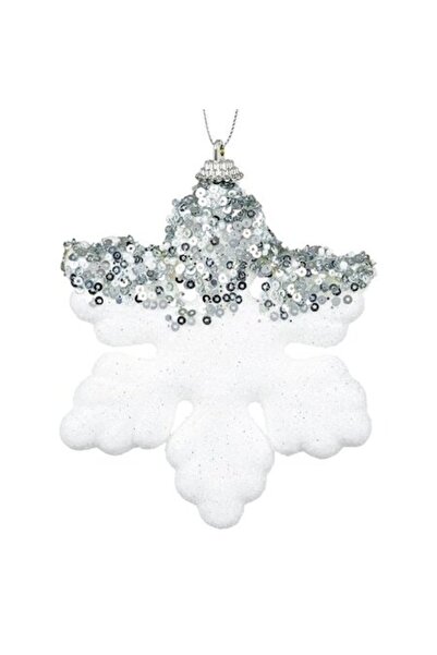 ANTBRO Ornament brad de Craciun din spuma Antbro® fulg alb irizat cu paiete a...