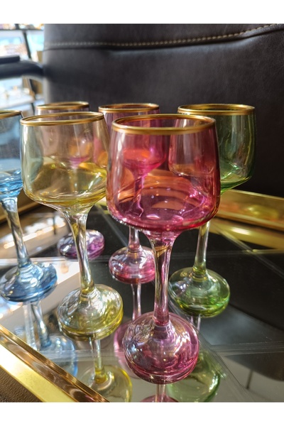 DEKOR ZÜCCACİYE HOME Lav 6 Color Short Coffee Side Stand Glass Cup