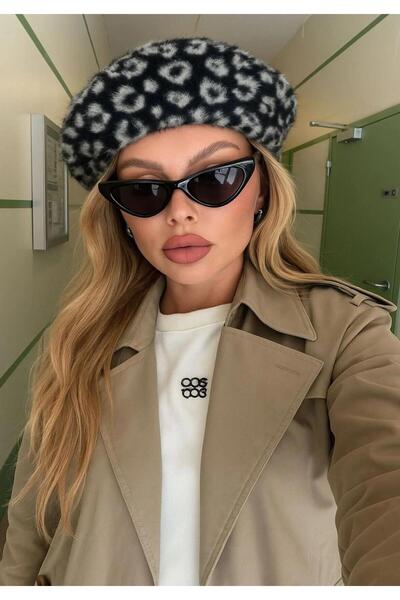 Wearflawless Μάλλινο βελούδινο μπερέ με σχέδιο λεοπάρ, δώρο για γυναίκες