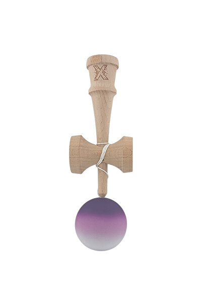 Toyska Kendama X din Lemn, Rubber Grip, 18 cm, Negru/Maro/Alb