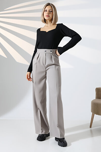 lubiti Women's Palazzo Pants Double Buttoned