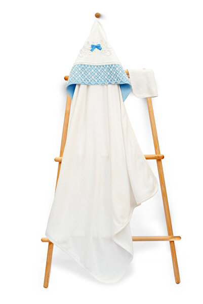 Babyline Aş 100% Cotton Baby Towel with Silvery Flowers and Lace