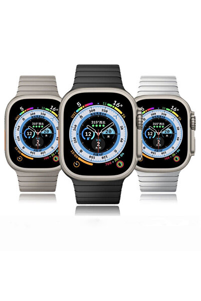 ceptego Apple Watch 49-45-44-42mm Herringbone Blacelet Metal Cord