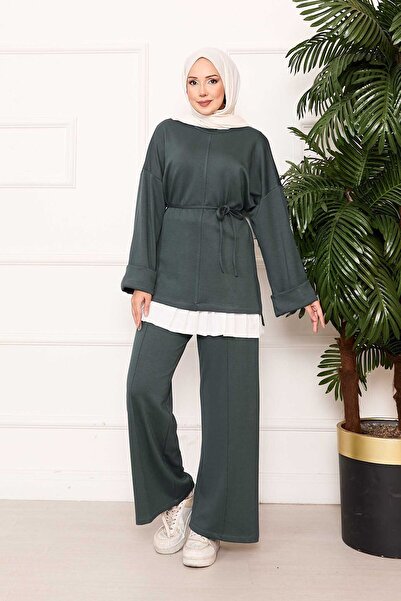 EBRUTESETTÜR Soft Suit with Belted Sleeves and Folded Detail
