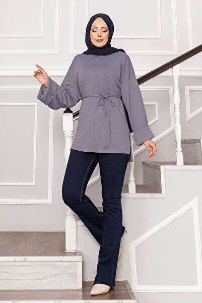 EBRUTESETTÜR Soft Tunic with Folded Sleeves and Belt