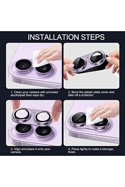 m.tk moveteck Apple iPhone 17 Compatible Camera Lens Protector Full Coverage Protective Glass with Metal Frame Apparatus