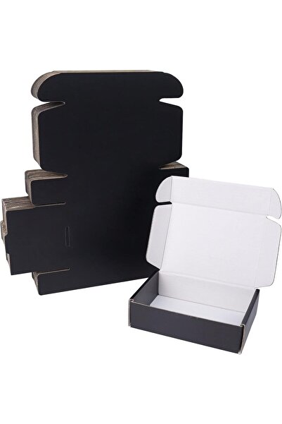 Generic Small Corrugated Kraft Shipping Boxes - 20×27×12 cm, 25 pcs (Black)