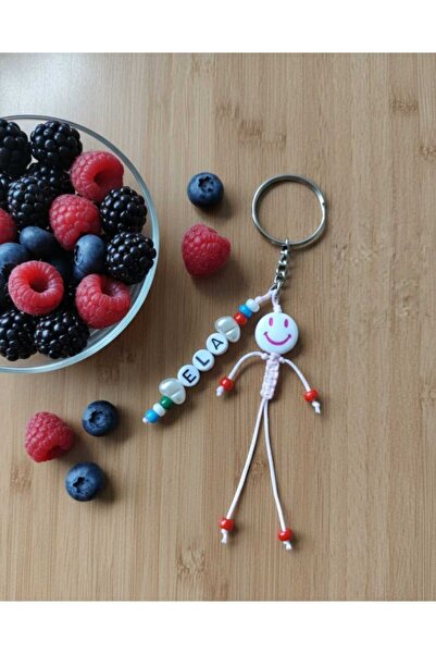 Nas Aksesuar Hediye Kişiye Özel Çocuk Anahtarlık Çanta Süsü Gülen Surat Sarı isimli(istediğiniz Isimi Belirtiniz)