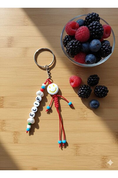 Nas Aksesuar Hediye Kişiye Özel Çocuk Anahtarlık Çanta Süsü Gülen Surat Sarı isimli(istediğiniz Isimi Belirtiniz)