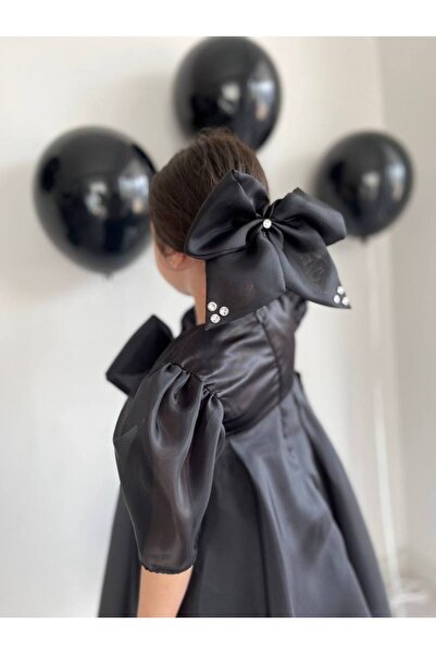 Sare Çocuk Giyim Black Full Flared Flight Flight Karolin Evening Dress Girl's Dress