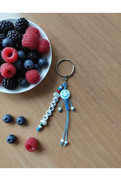 Nas Aksesuar Hediye Kişiye Özel Çocuk Anahtarlık Çanta Süsü Gülen Surat Sarı isimli(istediğiniz Isimi Belirtiniz)