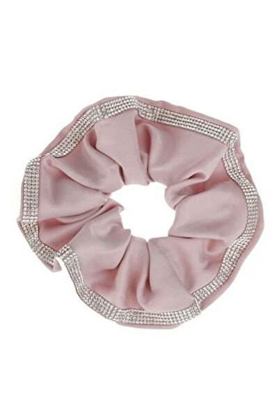 ANTBRO - Elastic de păr roz cu aspect satinat și strasuri pe margine