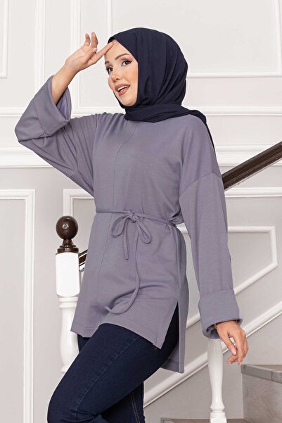 EBRUTESETTÜR Soft Tunic with Folded Sleeves and Belt