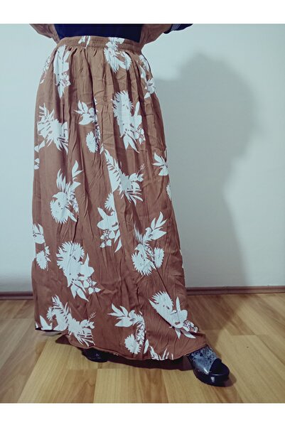 hoaryage Elastic Waist Vibrant Colorful Patterned Viscose Printed Fabric Maxi Skirt Oversized Size 42 Weight 110 Kilos