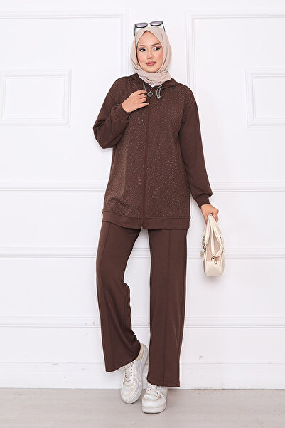 EBRUTESETTÜR Serpme Taşlı Zippered Soft Double Suit