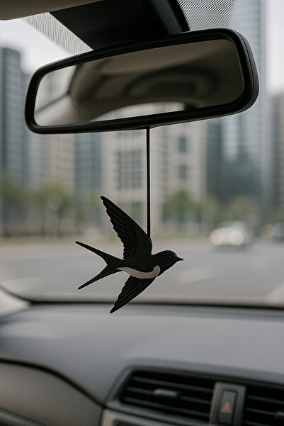 hamzam 3D Baskı Kırlangıç Dikiz Aynası Süsü – Siyah Dekoratif Araba Aksesuarı