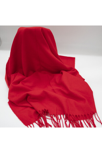 FashionForYou Shawl scarf, made of thick cashmere material, matching gloves and gift wrapped, Red, 180x75 cm