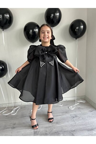 Sare Çocuk Giyim Black Full Flared Flight Flight Karolin Evening Dress Girl's Dress