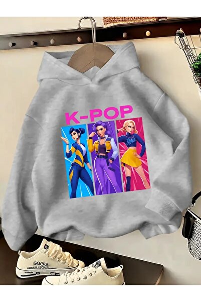 oneagılyazı Girl's K-Pop Inspired Hooded Sweatshirt