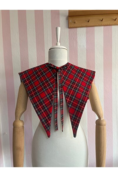 Eylülce Butik Paris Yaka Seyyar Yaka Kırmızı Ekoseli Özel Üretim (Yetişkin)