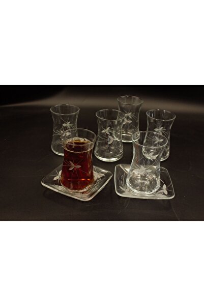 Paşabahçe Cut-Out Butterfly Patterned Heybeli Tea Set
