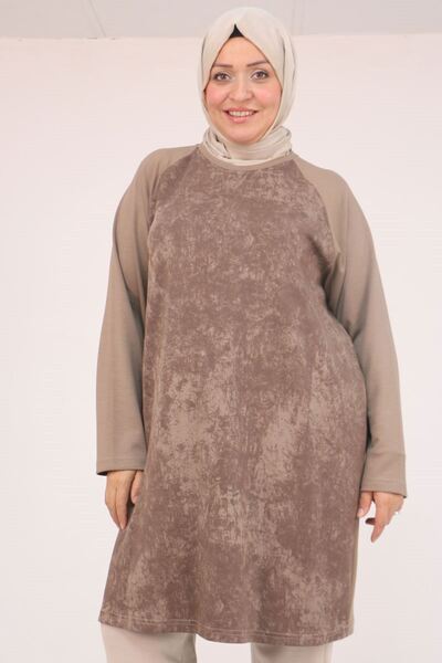 Eslina 58162 Plus Size Paneled Modal Tunic - Mink