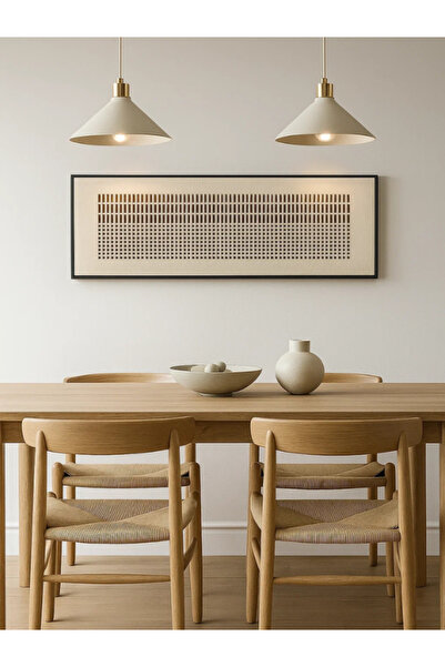 MARIA HOMES لوحة فنية جدارية مستطيلة حديثة - 150×50 سم، قماش بني بإطار هندسي ...