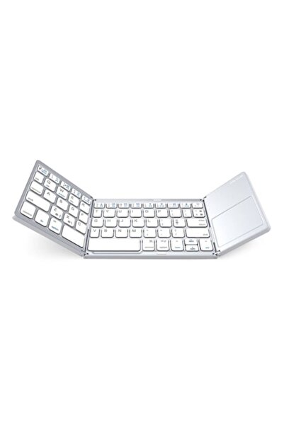 OEM Mini Foldable Wireless Bluetooth Keyboard with Touchpad - White