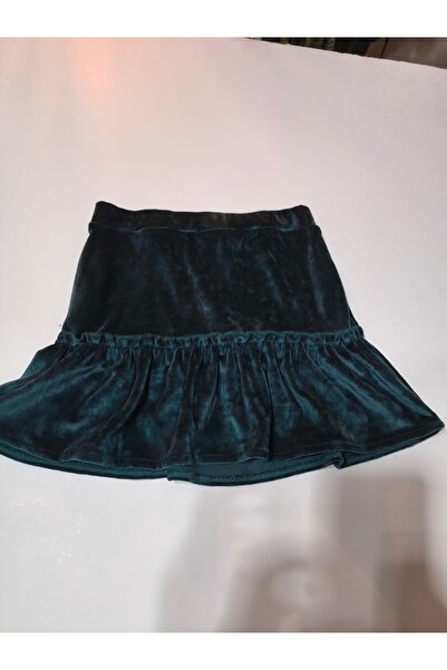 Şimo Butik Дівчача французька оксамитова спідниця з воланами, коротка міні, з рюшами, на резинці, нафтова синя