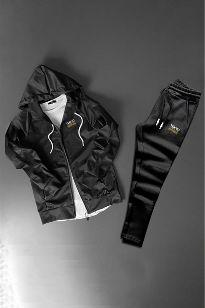 ByFourMan Men's Tokyo Printed Zippered Pocket Scuba Tracksuit Set