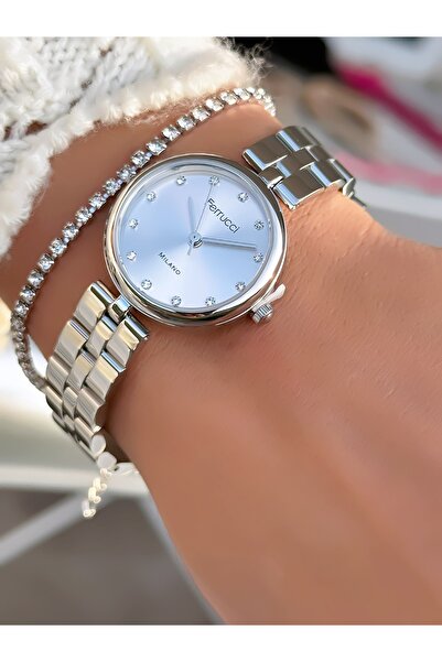 Ferrucci ساعة يد نسائية بسوار فولاذي وعلبة صغيرة مقاومة للماء حتى 3 وحدات ضغط...