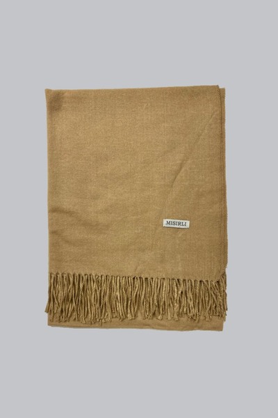 Mısırlı Горчица Едноцветен с ресни Дебел Топъл Стилен Зимен Вълнен Шал за Рамене