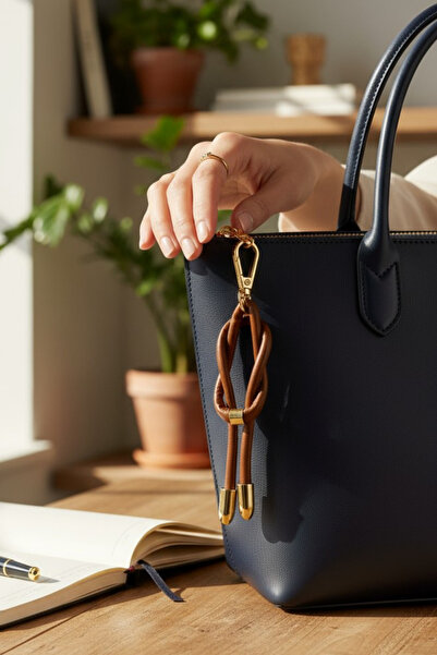 Trend aksesuar Leather Metal Detailed Keychain and Bag Charm