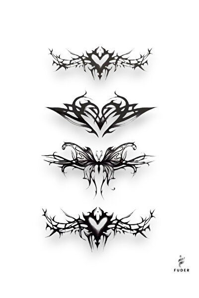 FUDER Kalp Ve Kelebek Figürlü Geçici Dövme Tatto