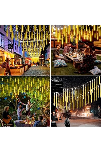 EMATTEIRO Instalație de Crăciun Tip Meteoriți Căzători, 8 Tuburi, 50 cm Lungime, 288 LED-uri SMD, Alb Cald