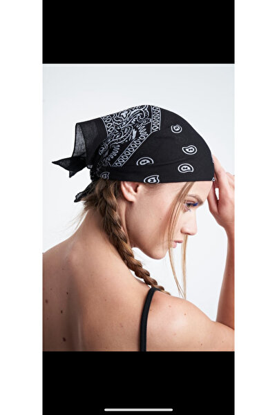 Store 2 Pieces Women's Bandana Scarf (Black and White)