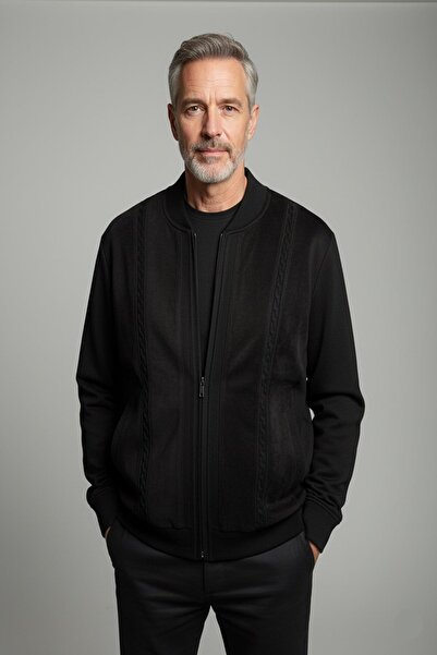 Mutlu City Men's Middle-Aged Knitwear Knitted High Quality Lined Coat Cardigan 7555