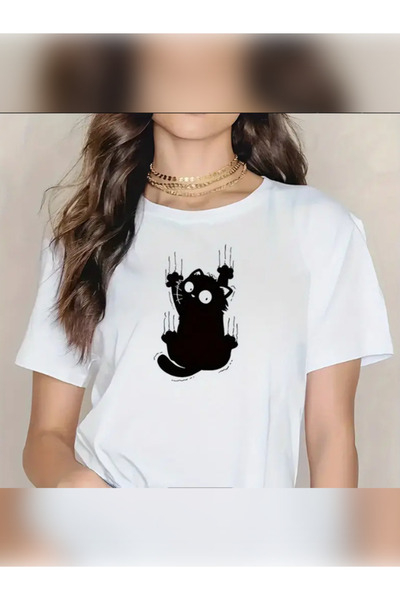 TİMİSİVA Unisex oversized D.KEDİ B με τύπωμα 100% βαμβάκι 30/1 με κοντό μανίκ...