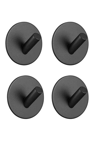 Generic Black Heavy Duty Stainless Steel Adhesive Wall Hooks, 4 Pack