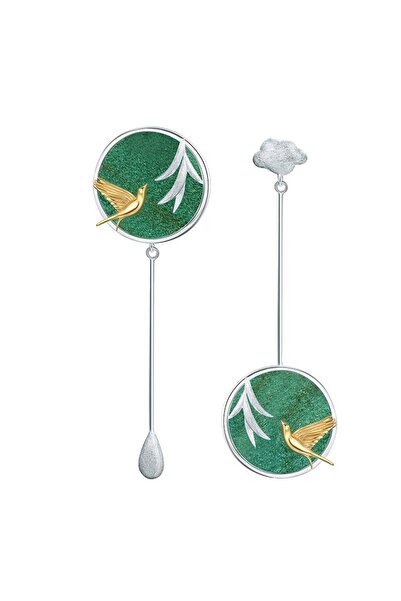 levandore Handmade Golden Dove Dangle Earrings, Sterling Silver, Gold-Plated