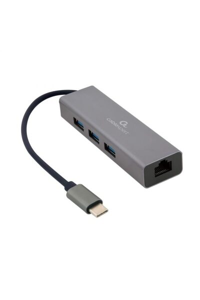 Gembird Hub si Adaptor retea USB-C, 3 x USB 3.1, 1 x RJ45 1000 Mbps,