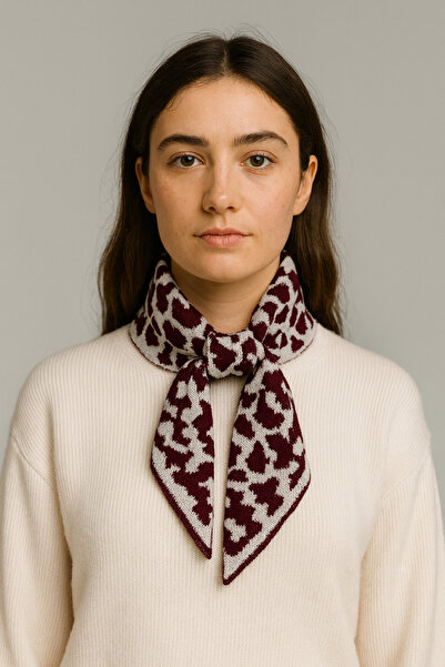 Sebir Moda Leopard Patterned Knitwear Scarf