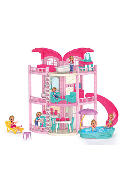 DEDE Bella'nın Hawai Evi - Aksesuarlı 2 Katlı Oyun Evi ve Bebek Seti | 3+ Yaş Eğitici Rol Oyuncak