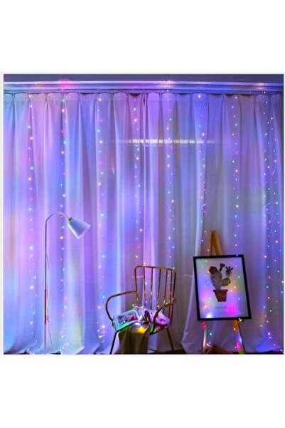 EMATTEIRO Christmas Curtain Installation 3x3m, 300 LED, USB, 8 Modes, Remote Control, Multicolor