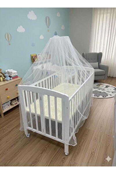 HOURS Horse 3 in 1 Portable Foldable Baby Bed in Wood or White with Transparent Mosquito Net 130 x 70