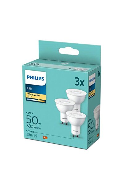Philips Becuri LED GU10 tip spot 4.7W 380 lm 2700K Alb Cald - Pachet de 3