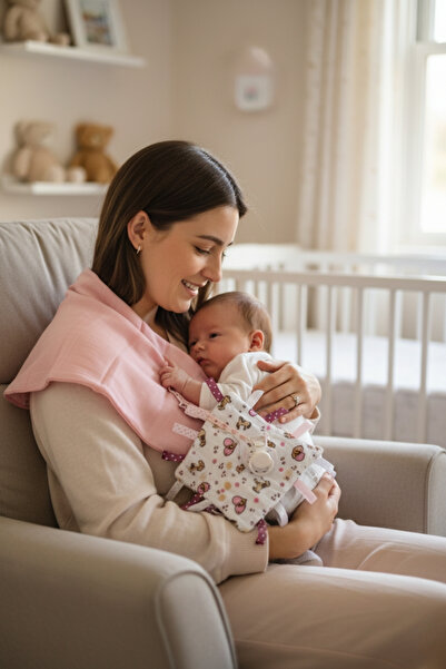 Salvia Dione Baby Girl Muslin Cute Ear-Wrapped Ribbon Play Mouth Wipe Saliva Cloth and Vomiting Shoulder Cover Set