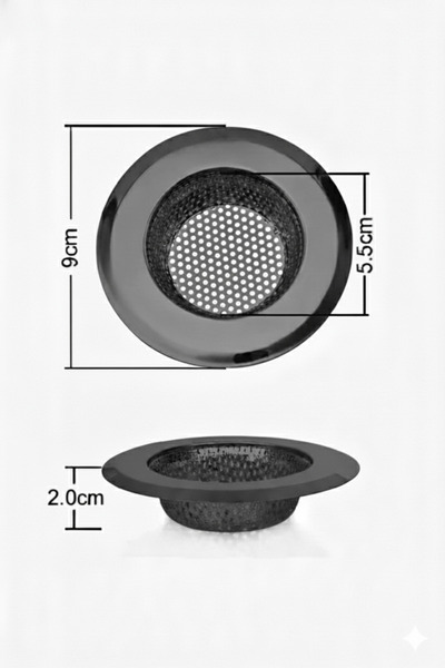 SCRUB YOGY 2 Adet Paslanmaz Çelik Lavabo Süzgeci 9 Cm (Siyah)